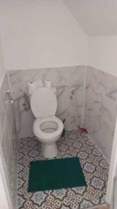 y baño con aseo y alfombra verde. en 40 sqm 1 bedroom next to Paris/Disney, en Joinville-le-Pont