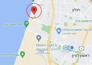 a map of the location of the desert night and day club ontario at Luxury 3 Rooms Apartament - NearTheSea Bat Yam in Bat Yam