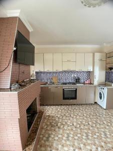 una grande cucina con piano cottura e lavastoviglie di Villa in Bakuriani a Bakuriani