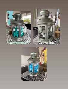 a collage of three pictures of a jar with eggs in it at B&B Dionea in Santa Maria di Castellabate