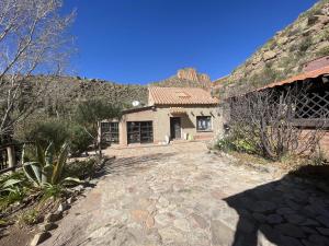 a house with a grass roof with a stone driveway at Cabaña La Rinconada Cayara in Potosí