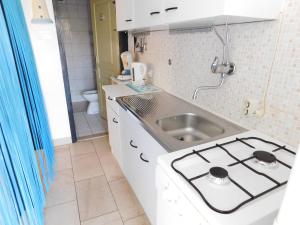 a small kitchen with a stove and a sink at Apartments with parking space Povlja, Brac - 21089 in Povlja
