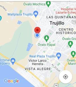 un mapa de la cuidère y sus lugares de interés en Linda habitación de hotel en Trujillo, en Palomar