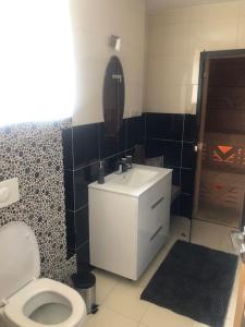 a bathroom with a toilet and a sink at CHATA ORAVSKA PRIEHRADA in Námestovo