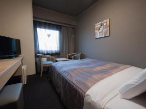 a hotel room with a bed and a television at Hotel Route-Inn Tokyo Asagaya in Tokyo