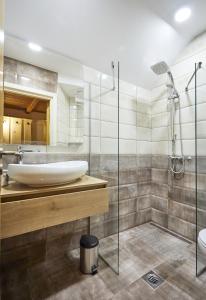 a bathroom with a sink and a shower at Holiday house with a parking space Krapina, Zagorje - 21000 in Krapina