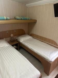 Un pat sau paturi într-o cameră la Hotel plutitor Sofia-Maria