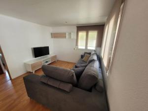 un soggiorno con divano e TV di Acogedora casa con vistas panorámicas de vigo a Vigo