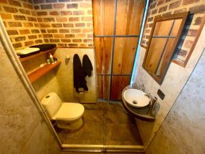 a bathroom with a toilet and a sink at Suite en las Nubes Hotel Portal 360 in Nocaima