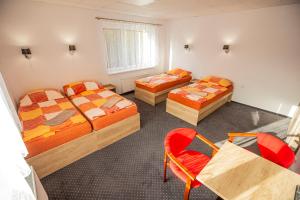 Rúm í herbergi á Hotel Rabbit