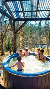 a group of people in a hot tub at Holiday cabin BUUDA in Salacgrīva