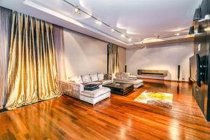 - un salon avec un canapé et une télévision dans l'établissement Apartment ProDeLuxe, à Baku