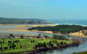 a view of a river with trees and a beach at Dúplex con vistas a la ría de Mogro by Alterhome in Mogro