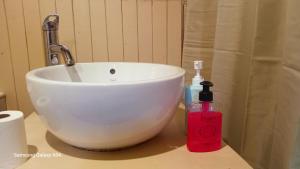a sink with a faucet and a bottle of soap at Entire Eco Home, Magaliesburg in Buffelspoort +34 photos