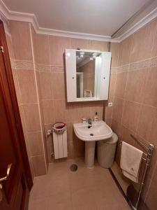 a bathroom with a sink and a mirror at Estupendo piso en el centro in Cabezón de la Sal