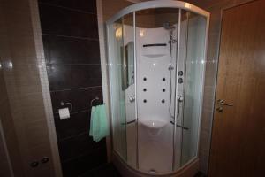 a shower with a glass door in a bathroom at Apartments in Dramalj 5747 in Dramalj