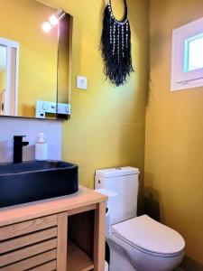 a bathroom with a toilet and a sink at Copacabana TINY HOUSE studio terrasse jardin in Saint-Aignan-Grand-Lieu