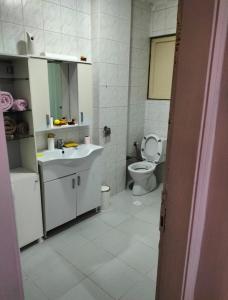 a bathroom with a sink and a toilet in it at Şişli Özcan 1 in Istanbul