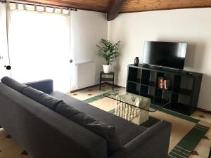 sala de estar con sofá y TV de pantalla plana en ETNA VIEW, en Valverde
