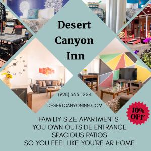 a flyer for a design tavern inn at 1 or 3 Bedroom Apartment with Full Kitchen in Page