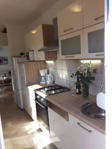 uma cozinha com um lavatório e um fogão forno superior em Holiday house with a parking space Razanac, Zadar - 21253 em Ražanac