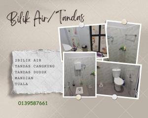 a collage of photos of a bathroom with a toilet at Se SE d'Homestay Kelulut Marang in Marang