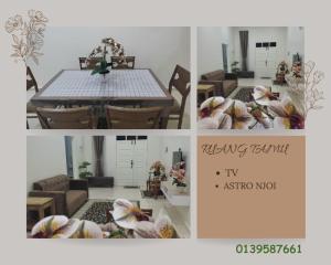 a collage of four pictures of a living room at Se SE d'Homestay Kelulut Marang in Marang