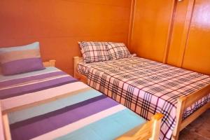 two twin beds in a small room with at Private Room in San Blas Islands PLUS meals in Waisalatupo