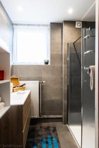 bagno con doccia e lavandino di Maison spacieuse unifamiliale. Gîte La Clochette a Bastogne