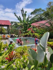 un grupo de niños jugando en una piscina en CHALET MERAH MERIAM, YAN KEDAH, en Yan