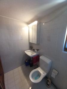 ein Badezimmer mit einem weißen WC und einem Waschbecken in der Unterkunft Casa Tita in Intragna