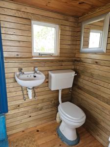 a bathroom with a toilet and a sink at Aintree Lodge - Yoga Den in Langebaan
