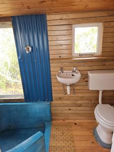a bathroom with a sink and a toilet at Aintree Lodge - Yoga Den in Langebaan