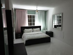 um quarto com uma cama e uma janela em HOUSE SUITES DOMAINE em Rizómilos