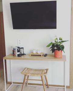 A television and/or entertainment centre at Mina en Family Bed and Breakfast