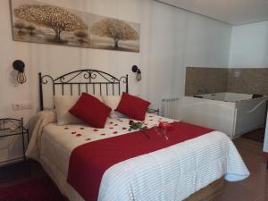 Katil atau katil-katil dalam bilik di A casa do campo