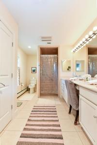 a bathroom with a shower and a sink and a toilet at Old Litchfield, Washington CT in Washington