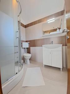 a bathroom with a sink and a toilet at Villa Porto in Rogač