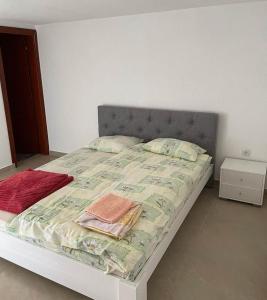 代斯波托瓦茨的住宿－ŽUBOR VRELA，一间卧室配有带毛巾的床