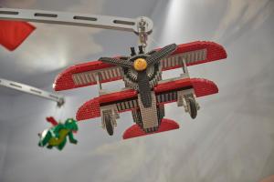 a lego airplane hanging from a ceiling at LEGOLAND(R) Windsor Resort in Windsor