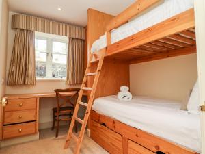 a bunk bed with a ladder in a bedroom at Harness Lodge in Seahouses