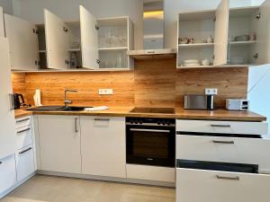 Kuchyň nebo kuchyňský kout v ubytování Apartment Breitensteinblick - wandern, radeln und Mehr