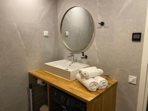 Koupelna v ubytování Modern Smuuli apartment