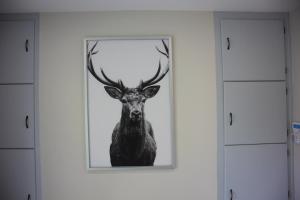 a painting of a reindeer on a wall at Atlantic Way Cottage in Galway