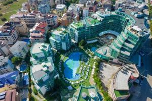 an aerial view of a city with buildings at Двустаен апартамент в Приморско in Primorsko