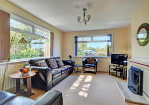 a living room with a couch and a fireplace at Cleeve in Barnstaple