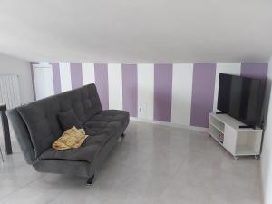een woonkamer met een bank en een tv bij Marpe' casa vacanze in San Vito Chietino