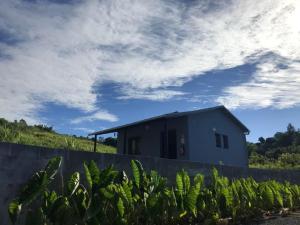 una casa al lado de una colina con plantas en Maison d'une chambre avec vue sur la mer jardin clos et wifi a Saint Joseph, en Saint-Joseph