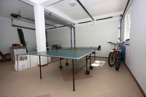 een tafeltennistafel in een kamer met een fiets bij Cosy Apartment in Žrnovo - 30 sqm with Shared Pool in Korčula