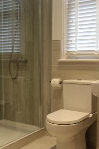 łazienka z toaletą i prysznicem w obiekcie Pike O'Blisco w mieście Bowness-on-Windermere